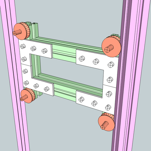 Z.png CNC-type frame made of makerbeam profile with two types of ball bearing