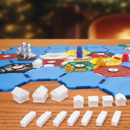 Greek Base Set - Custom 3D Printable Expansion for Catan Board Game 3D model
