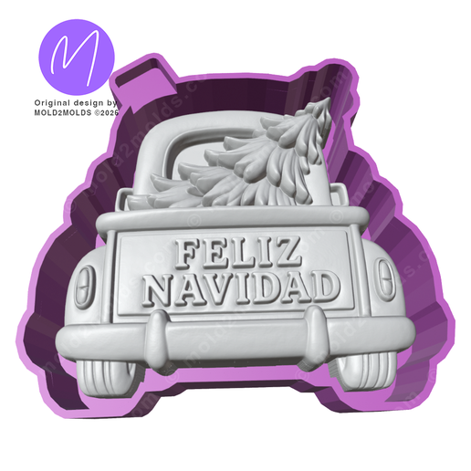 3D Christmas Truck FELIZ NAVIDAD Freshie STL Mold Housing