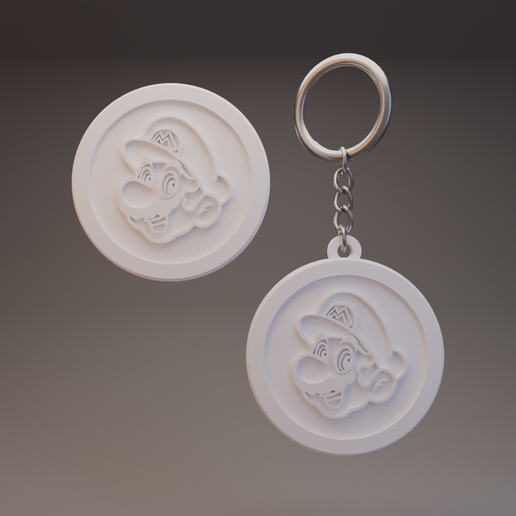Mario - Super Mario - Keychain and Coin/Badge 3D model