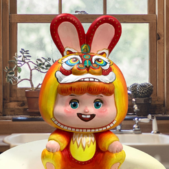 ggh.png Free STL file Cute bunny baby - Decor - Statue - 3d Print・3D printing model to download