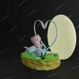 Diorama-Mew3.png Mew diorama 3d print model presupported