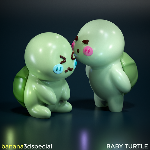 STL file Cute Chibi Baby Turtle First Kiss - For 3D Printing 👶 ・3D ...