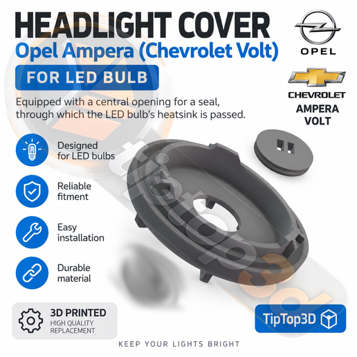 Opel Ampera / Chevrolet Volt LED Headlight Rear Dust Cover – Modified Bulb Access Cap with Cooling Opening