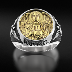 CG-render.1976.png STL file Ring of the holy Archangel Raphael 656・3D printing model to download