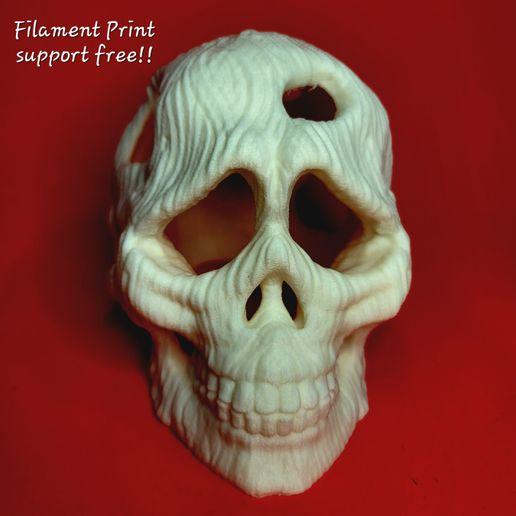 Filament Print a sup? port aaa a , - Wooden skull mushroom planter