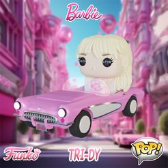 barbiefunko.jpg STL-Datei Funko Pop Barbie Film mit Corvette 1956・3D-druckbares Modell zum Herunterladen