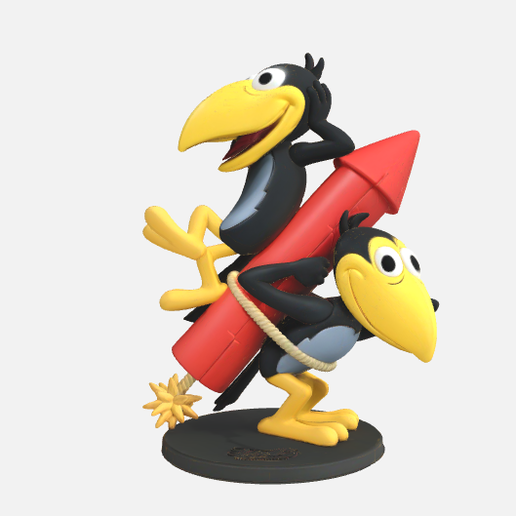 🐦 Mischievous Cartoon Crow Rocket Ride STL | Retro Comic Bird ...