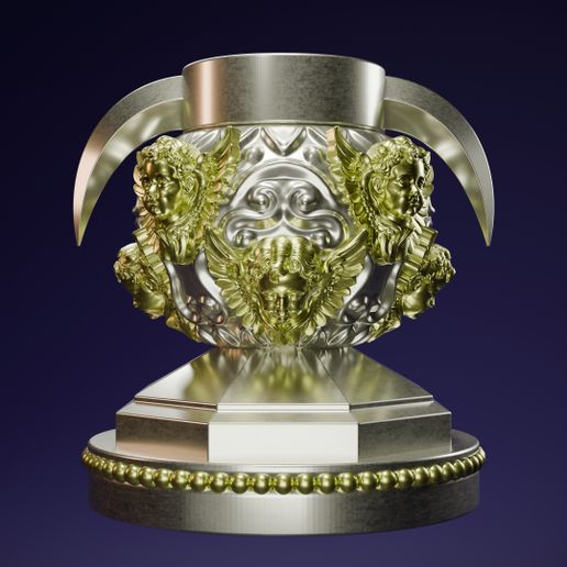 👼 Baroque Base with Angels - Ornamental Base for Religious Image | 3D Model