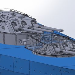 носовые пушки крупным планом 2.jpg Model of the main battery turret of the battleship "Yamato" or the starship "Yamato", scale 1 / 200-1 / 100.