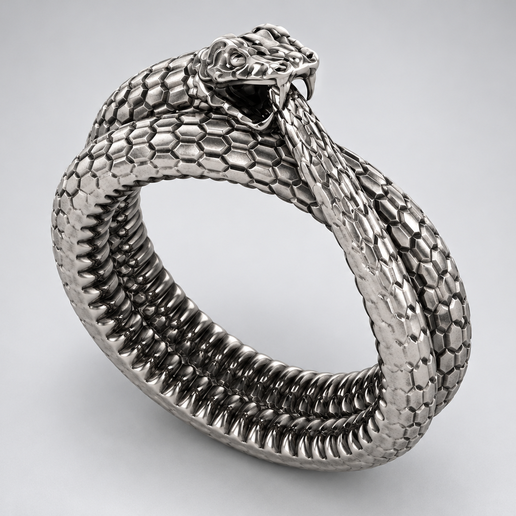 Ouroboros Biting Tail Snake Heavy Ring