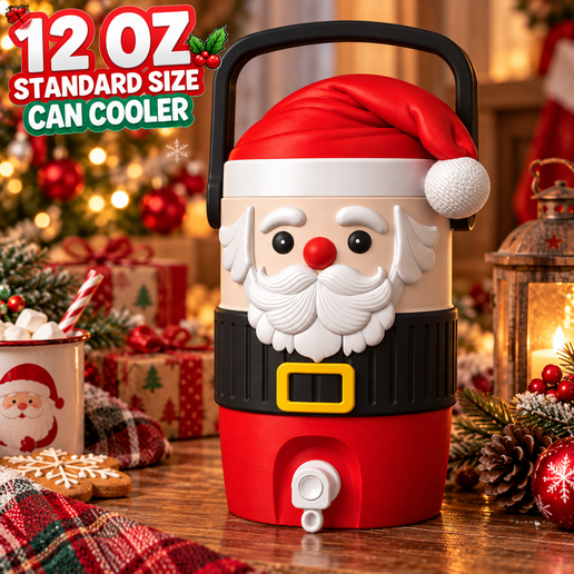 Santa Claus Can Cooler – 12 oz Standard Size | Christmas Can Holder STL + Multicolor 3MF