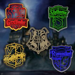 harry.jpg Télécharger le fichier STL Maisons de Harry Potter - écusson de Poudlard - tailleur et timbres / Gryffondor - Slytherin - Ravenclaw - Hufflepuff / armoiries 8cm • Objet pour impression 3D, Agos3D