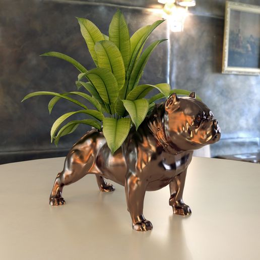 3d pot stl file pitbull dog planter 3D model
