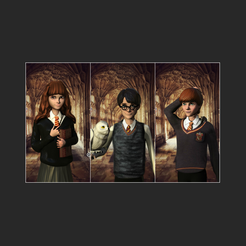 a.png Download OBJ file Harry Potter, Hermione and Ron • Design to 3D print, Proyect3DPro