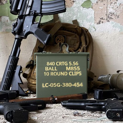 6ca514f0-3e1c-4e38-bbdd-0d9593108f10.jpg Airsoft BB Storage Container Inspired By 5.56 Ammo Can