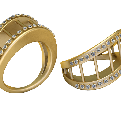 Gemstone Bridge Design Gold Band Ring