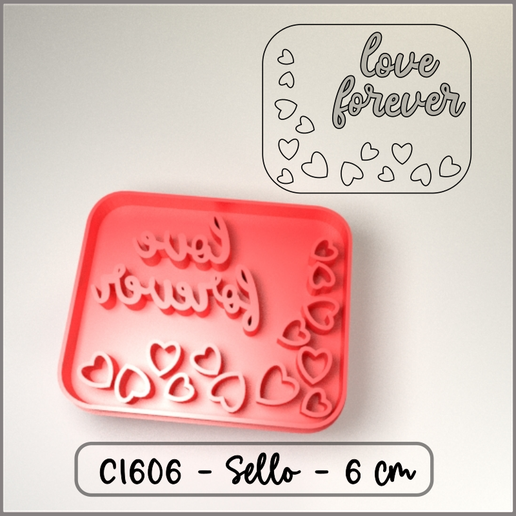 Cookie stamp / Cortante sello de galletitas - Valentines day Love forever with hearts / con corazones San Valentin 3D model