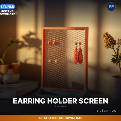 Mesh Screen Earring Holder, Frame Stand, Holds Stud And - 3D Printable STL File