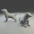 4.png Low polygon retriever 3D print model  in three poses
