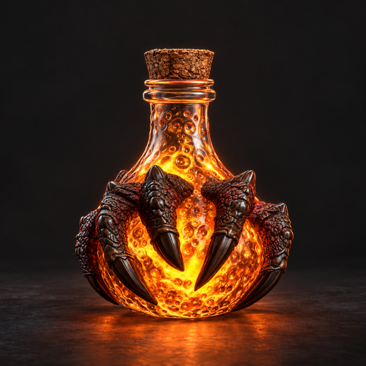 Magic Bottle STL, Magic Bottle, bottle, dragon claw, magic, fantasy, potion bottle, cults3d, cults, 3D, 3D model