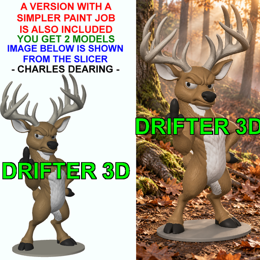 Whitetail Deer Middle Finger Figurine - 2 Versions