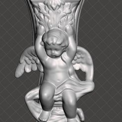 cherub-holding-pillar.jpg STL file cherub holding pillar curtain rod holder・3D printable design to download