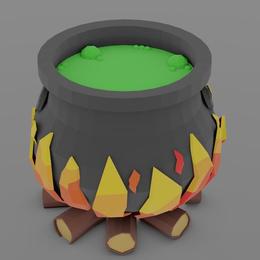 🎨 Lowpoly Cauldron・ OBJ File for ・Cults