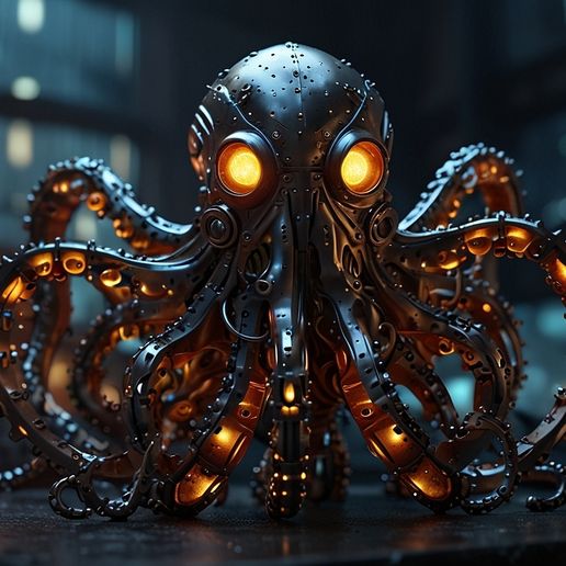 🐙 MechaKraken - Cyberpunk Robotic Octopus Description:・ STL File