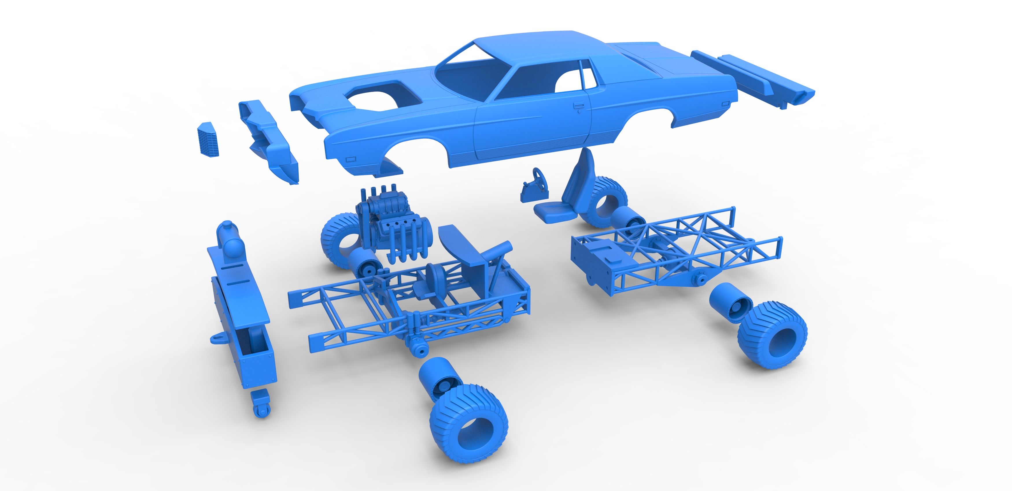 64.jpg Fichier 3D Camion tracté 4wd avec coque de voiture échelle 1:25・Objet imprimable en 3D à télécharger, CosplayItemsRock
