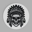 tinker.png Native American Indian Native American Indian Skull Feathers Logo Coaster