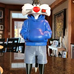 Sylvester Cat Urban Vibes  with Hoodie ( MULTIPARTS AND 3MF )