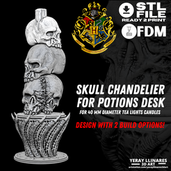 1.png Hogwarts Skull ornamentation for potion desk with candle option