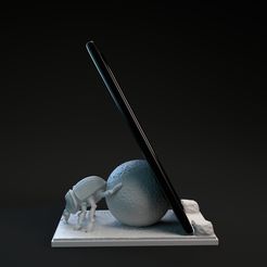 Beetle_phone_holder.jpg 3D-Datei Mistkäfer-Handyhalter für den 3D-Druck・Design für 3D-Drucker zum herunterladen