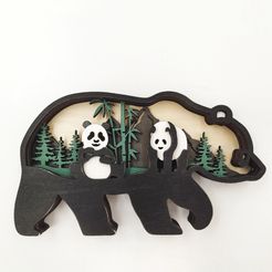 Panda-1.jpg Wooden Panda Home Christmas Ornament Template 5 Layers Glowforge Laser Ready SVG Cut CO2 CNC Vector Instant Digital Download Template
