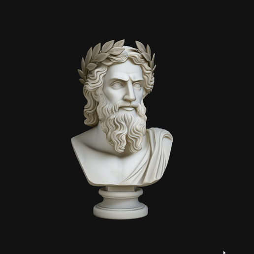 Zeus Laurel Crown Bust Statue Design 3 - 3D Print Model