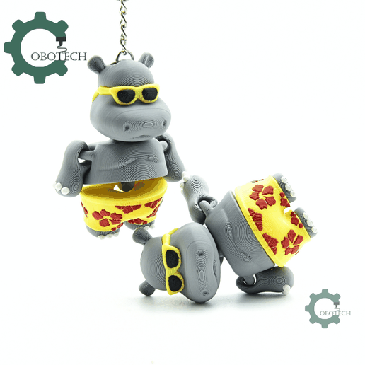 🦛 Cobotech Chill Hippo Buddy Articulated Keychain - Cute Backpack ...