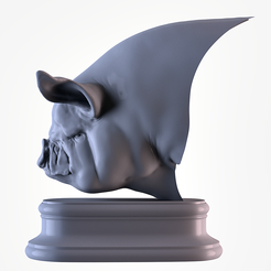 001.png STL-Datei Mittlerer weißer Schweinekopf・Vorlage für 3D-Druck zum herunterladen