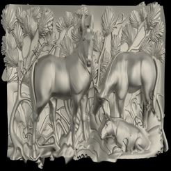 Horses2.jpg STL-Datei HORSES,HORSES 3D STL Modell, Cnc Router Engraver, Artcam, Aspire, CNC Dateien, Holz, Kunst, Wanddekoration, V-Carve・Modell zum Herunterladen und 3D-Drucken