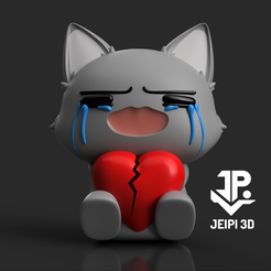 230211_FEBRERO_010.png STL-Datei WEINENDE KATZE_KATZE_NEKO_CHIBI・3D-druckbare Vorlage zum herunterladen