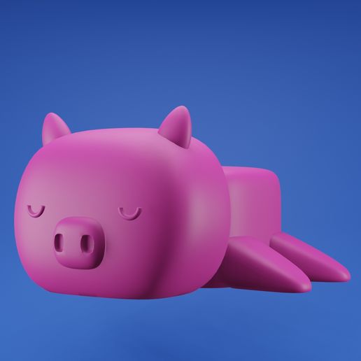Cute sleeping pig 3D model