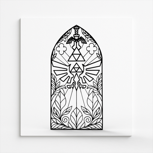 Zelda Triforce Stained Glass 2D Wall Art 3D model