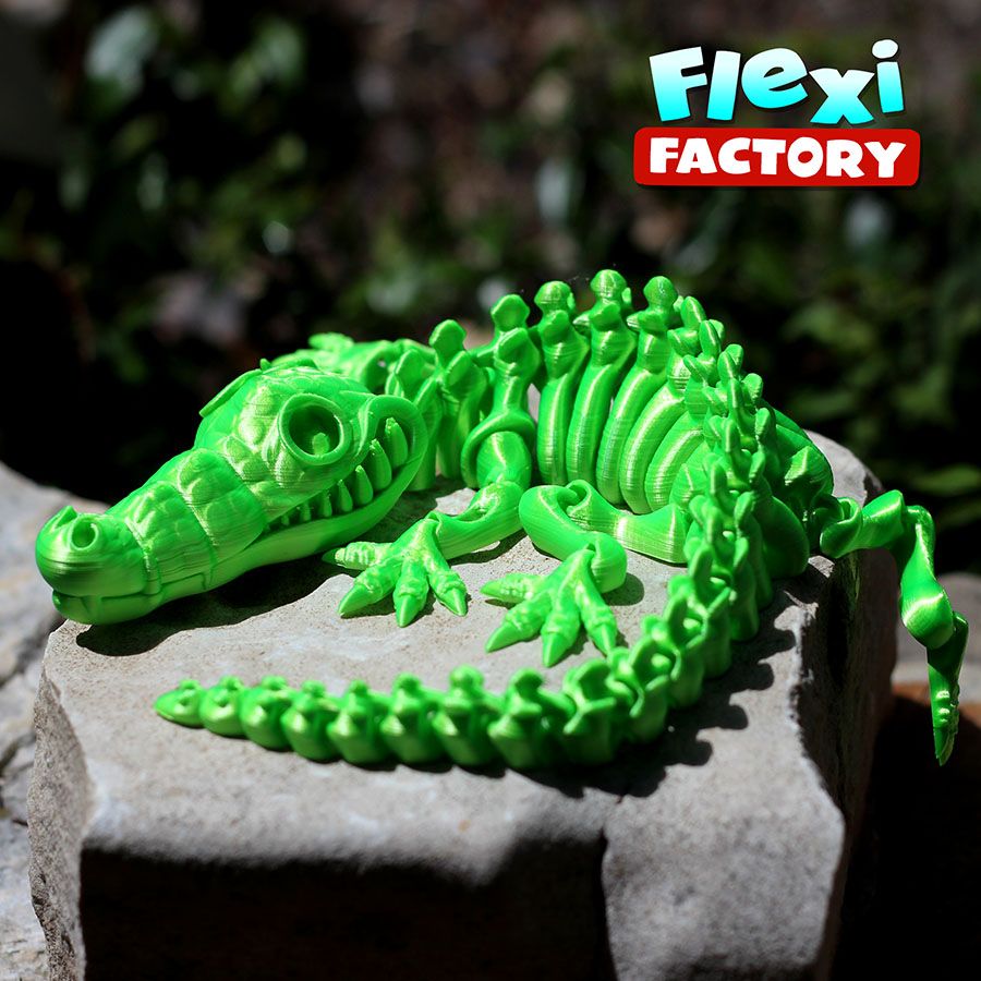 Flexi-Crocodile-04.jpg STL file CUTE FLEXI PRINT-IN-PLACE CROCODILE・Model to download and 3D print, FlexiFactory