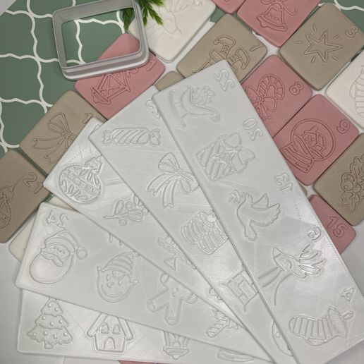 🎄 Christmas advent calendar cookie cutter stamp set・ STL File for 3D
