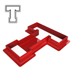 Varsity-T-1.png Файл STL Высечка для печенья в стиле Varsity Letter T・3D-печатная модель для загрузки