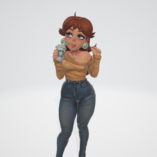 Daisy, Casual day, having a drink - Princess Daisy