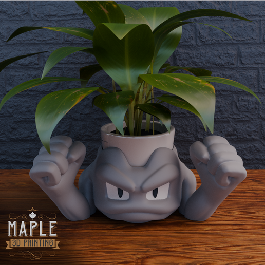Geodude Planter - 3.25" Pot - Pokemon 3D File for 3D printingCults