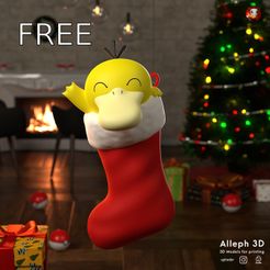 psyduck-natal-COM-LOGO.jpg Free STL file Pokemon Psyduck Christmas Stocking FREE・3D print design to download