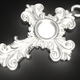 15.png Baroque Cross Pendant with Cabochon Setting 3D print model