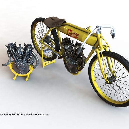 🌀 1/12 1914 Cyclone 1000 Boardtrack Racer・ STL File for 3D printing・Cults